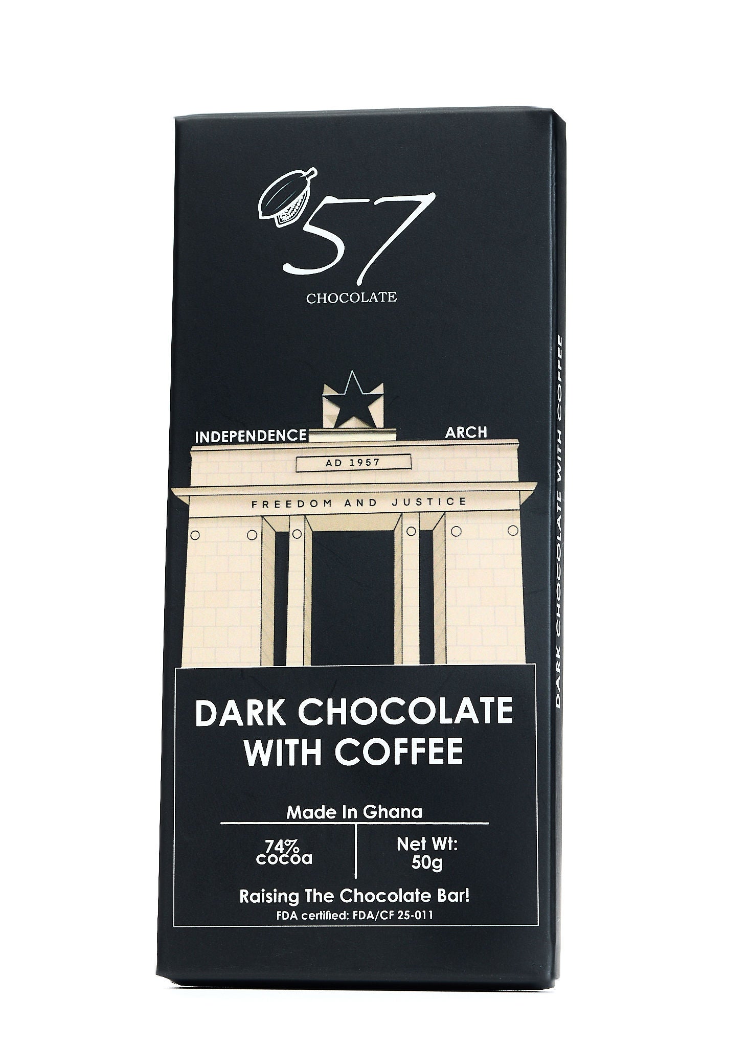 Tablette de chocolat noir 74% au café