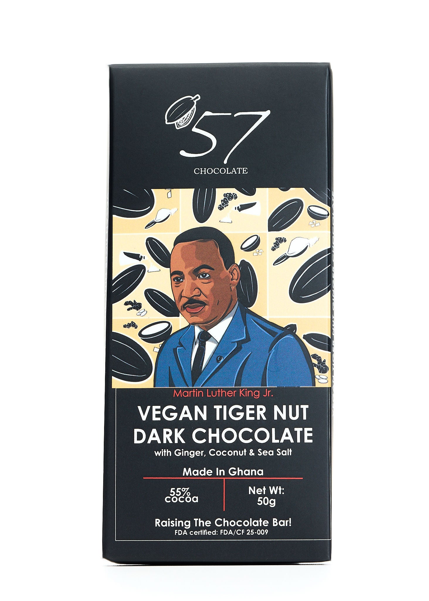 Tablette de chocolat noir vegan - gingembre, noix de coco et sel marin