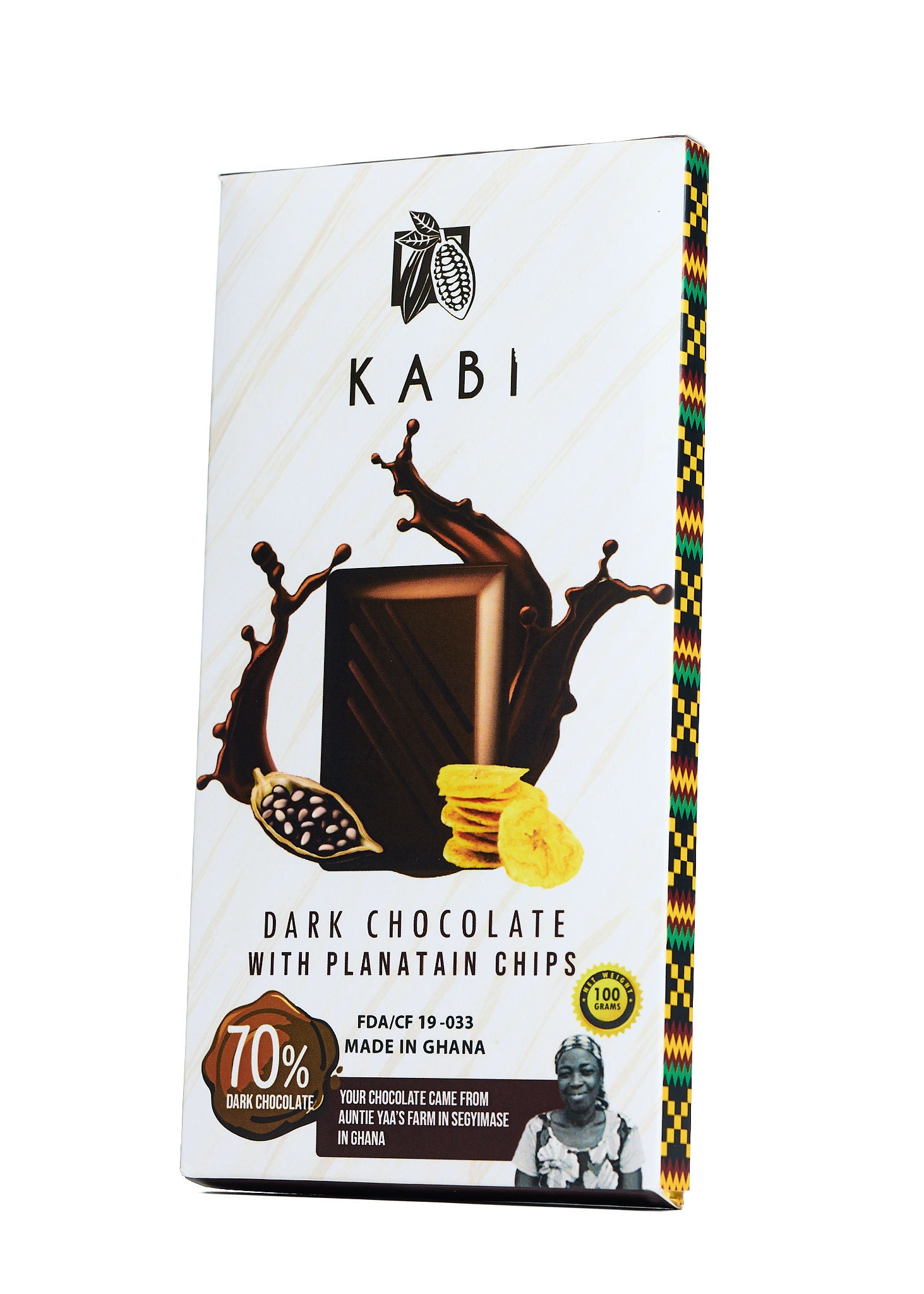 Tablette de chocolat noir 70% et éclats de banane plantain