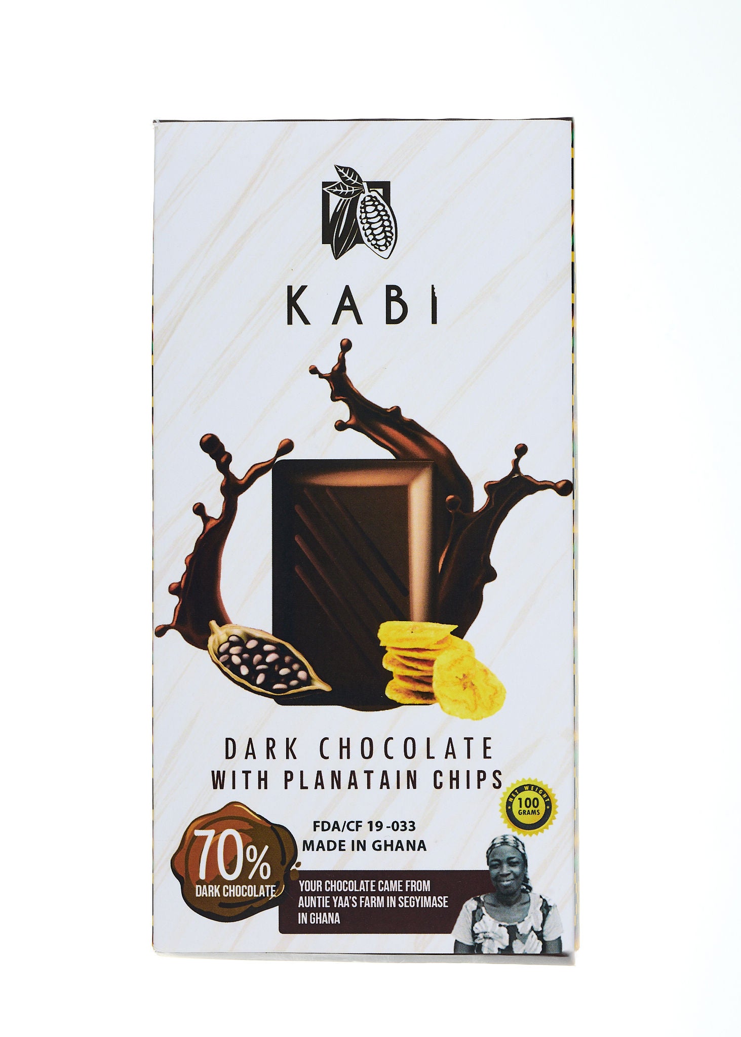 Tablette de chocolat noir 70% et éclats de banane plantain