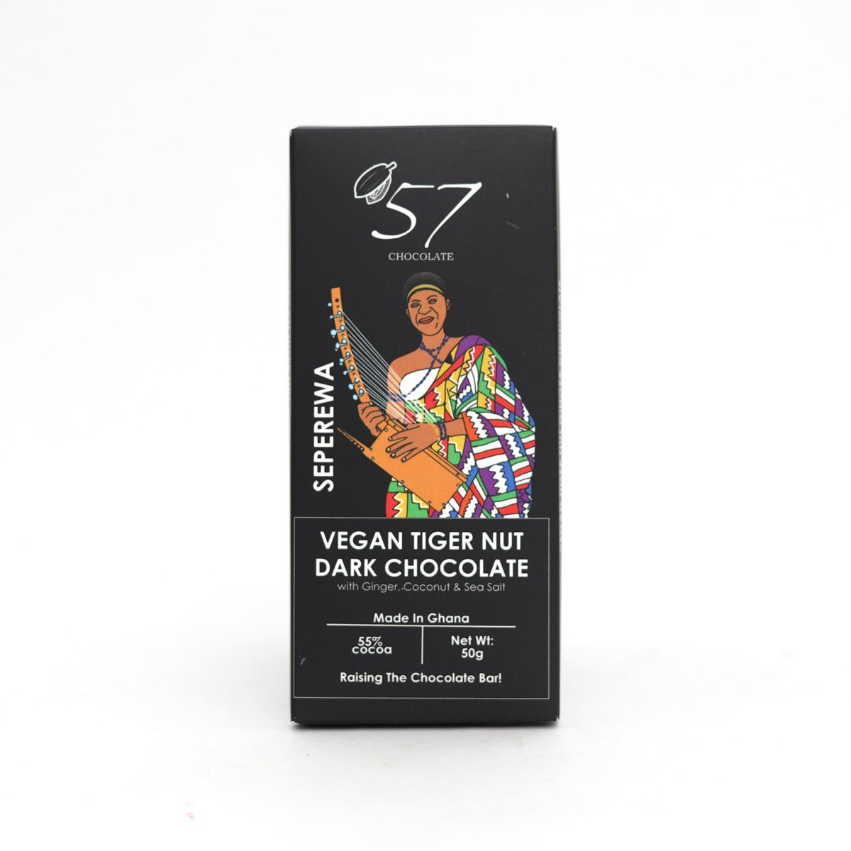 Tablette de chocolat noir vegan - gingembre, noix de coco et sel marin